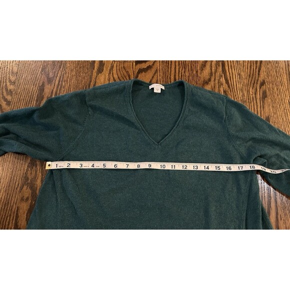 J Jill Size Medium Cotton Cashmere Blend Knit Tunic w/pockets Green V-neck Soft - Picture 7 of 8